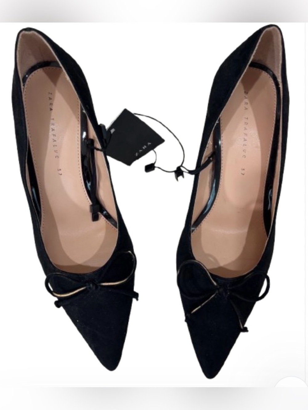 NWT Size 6 1/2 Black Suede Zara Pumps